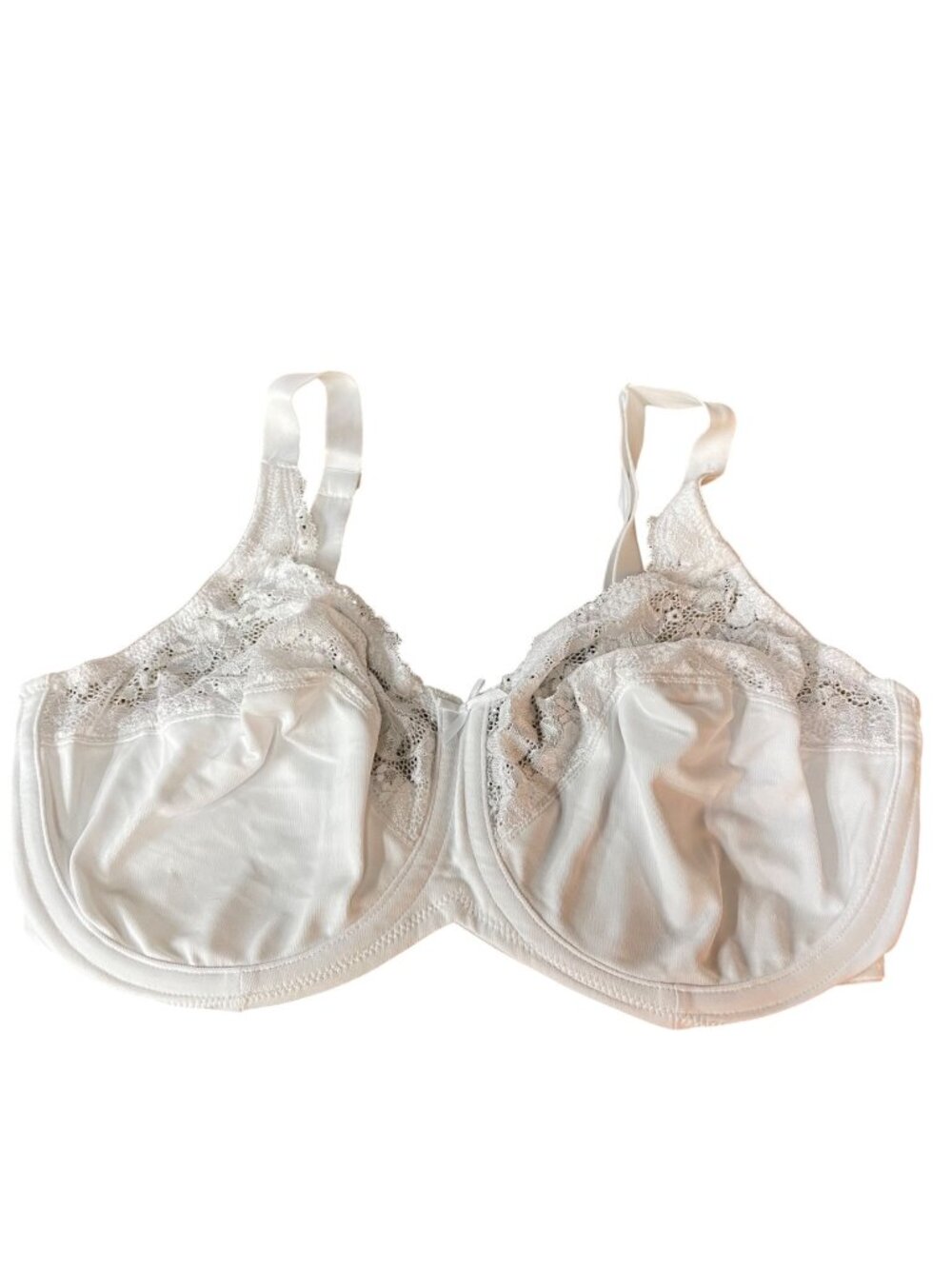Lillyette by Bali Comfort Lace Minimizer Underwire Bra White Sz 38DD 0408